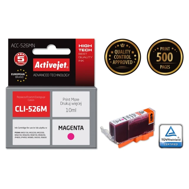 Картридж ActiveJet ACC-526MN для Canon CLI-526M Magenta 10 мл (5901452155285)