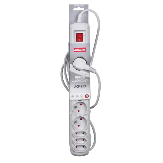 Мережевий фільтр ActiveJet ACP-8EX 3 x Type C 5 x UTE 10 А 1,5 м Gray (5901452155445)