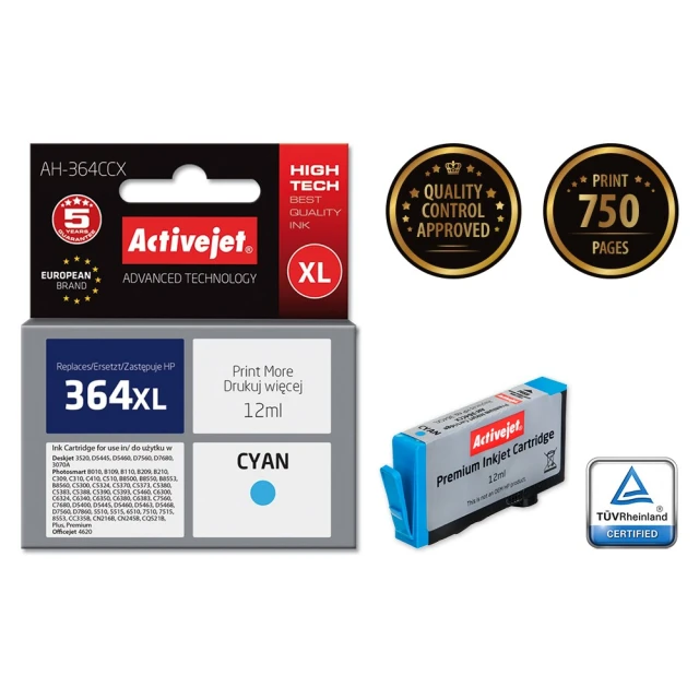 Картридж ActiveJet AH-364CCX для HP 364XL CB323EE Cyan 12 мл (5901452157012)