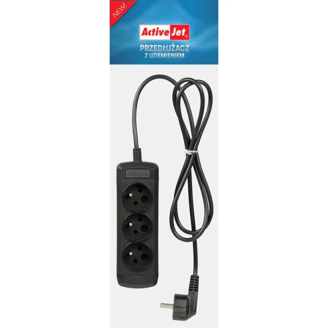 Подовжувач ActiveJet 3GNU 3 розетки 3 м Black (5901452158019)