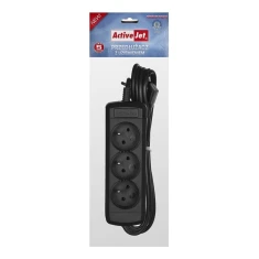 Подовжувач ActiveJet 3GNU 3 розетки 3 м Black (5901452158019)