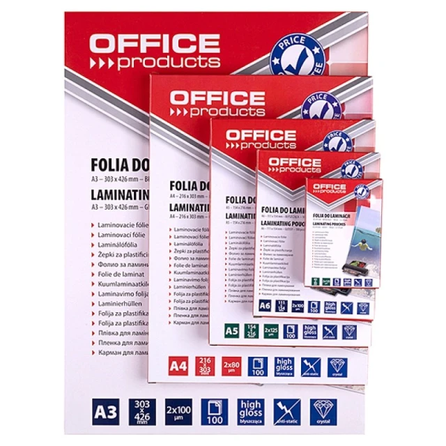 Плівка для ламінування PBS Connect OFFICE PRODUCTS A4 2x80 мкм глянцева 100 шт прозора (5901503679166)
