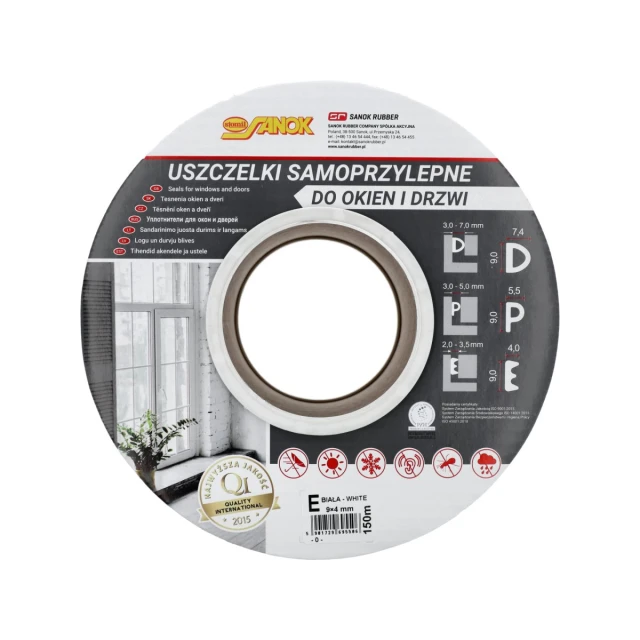 Ущільнювач для вікон і дверей STOM SAN EPDM тип E 150 м White (5901729695506)