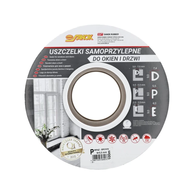 Уплотнитель для окон и дверей STOM SAN EPDM тип P 100 м Brown (5901729798023)