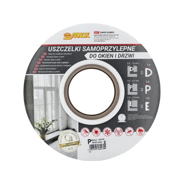 Ущільнювач для вікон і дверей STOM SAN EPDM тип P 100 м White (5901729798047)