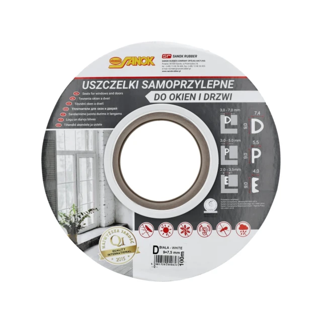 Уплотнитель для окон и дверей STOM SAN EPDM тип D White 100 м (5901729949623)