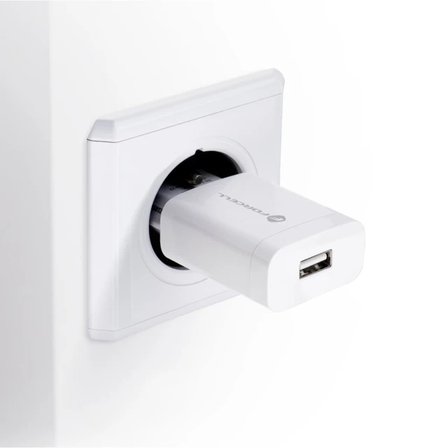 Мережевий зарядний пристрій Forcell F-Energy USB A QC3.0 2.4A 18W White (5901737337337)