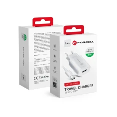 Мережевий зарядний пристрій Forcell F-Energy USB A QC3.0 2.4A 18W + кабель USB A to USB C White (5901737373304)