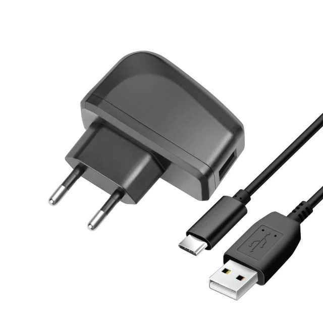 Зарядний пристрій Blue Star Lite USB A 2A 10W + кабель USB A - USB C Black (5901737865342)