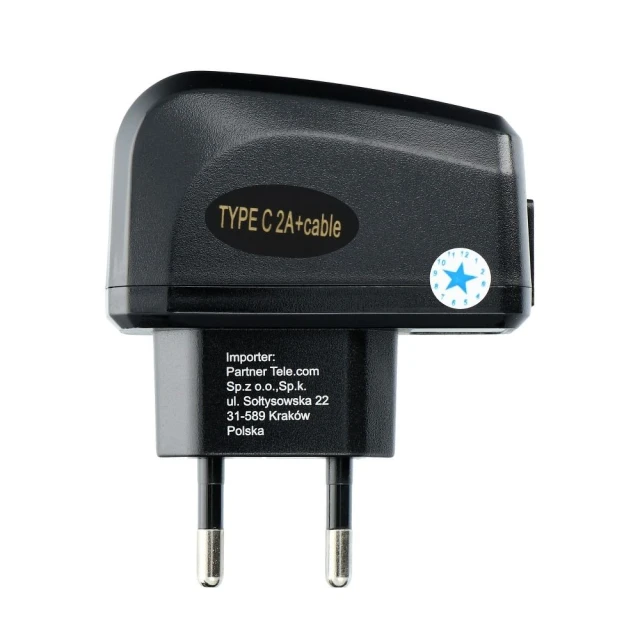 Зарядний пристрій Blue Star Lite USB A 2A 10W + кабель USB A - USB C Black (5901737865342)