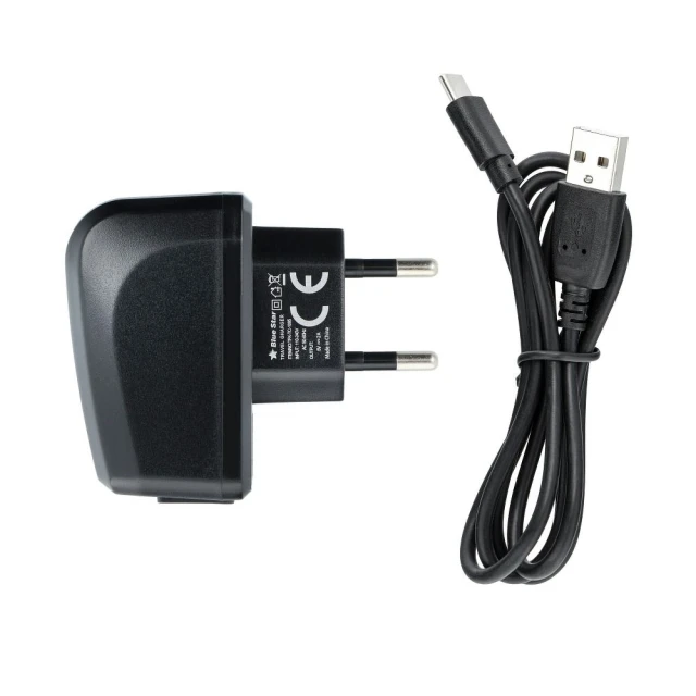Зарядний пристрій Blue Star Lite USB A 2A 10W + кабель USB A - USB C Black (5901737865342)