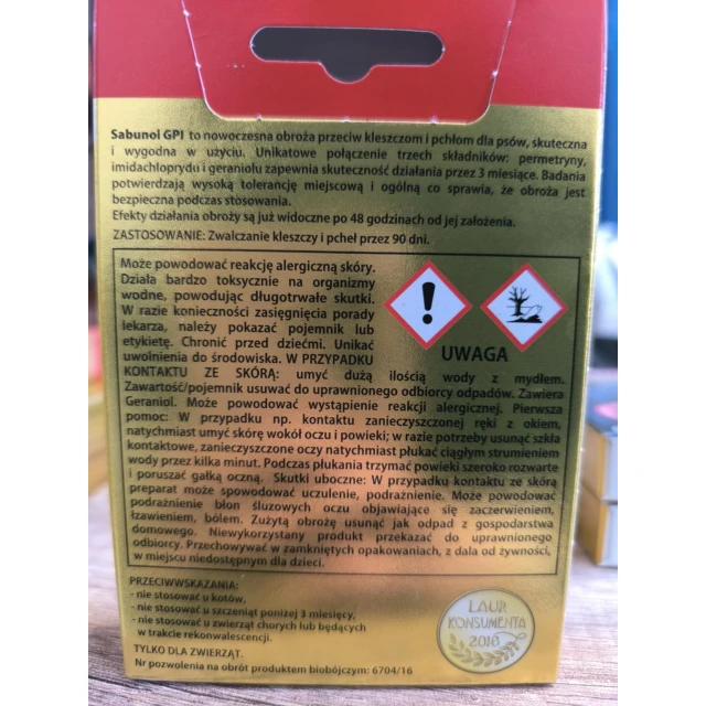 Нашийник для собак Laboratorium DermaPharm від бліх і кліщів Sabunol 50 см Red (5901742001278)