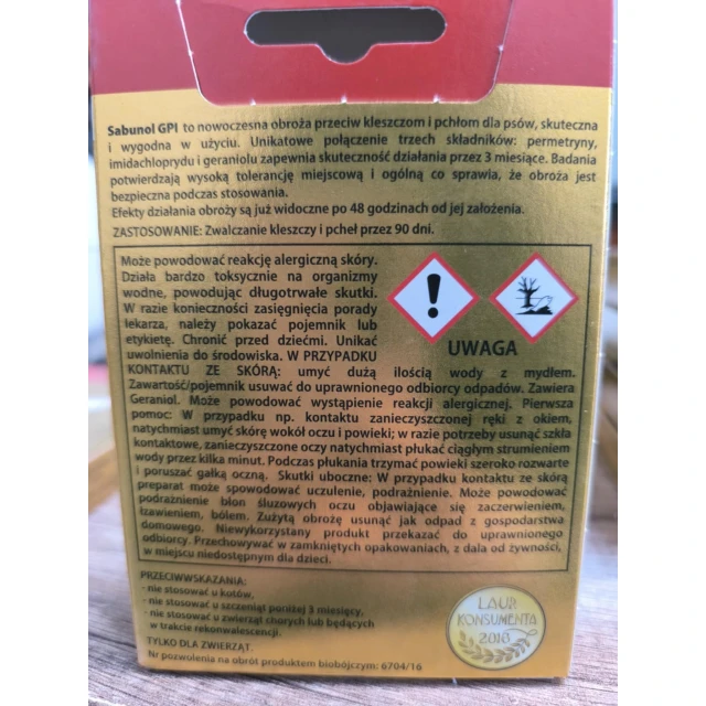 Нашийник для собак Laboratorium DermaPharm від бліх і кліщів Sabunol 75 см Red (5901742001285)