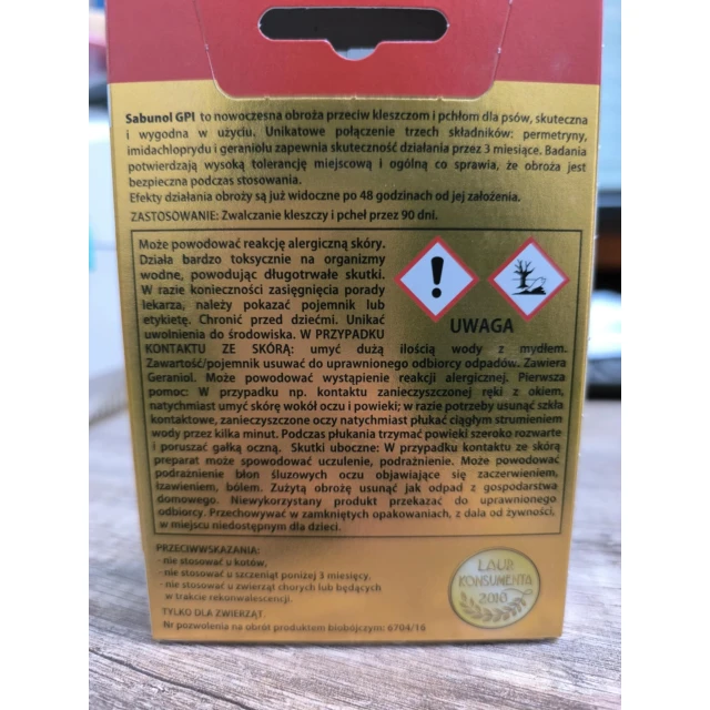 Нашийник для собак Laboratorium DermaPharm Sabunol від бліх і кліщів 50 см Black (5901742001346)