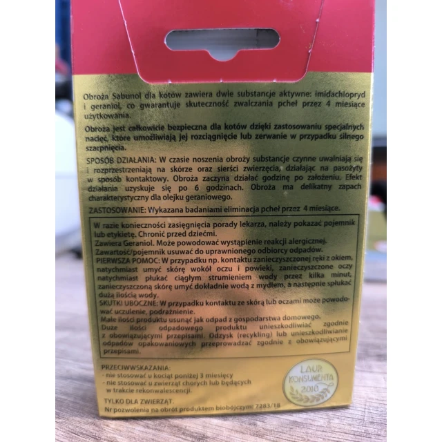 Нашійник для котів Laboratorium DermaPharm Sabunol від бліх і кліщів 35 см Red (5901742001483)