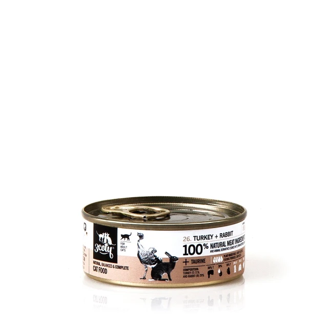 Вологий корм для котів 3Coty з індичкою та кроликом 80 г (5901785316162)