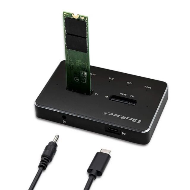 Док-станція Qoltec для SSD 2x M.2 SATA NGFF USB Type-C (5901878503103)