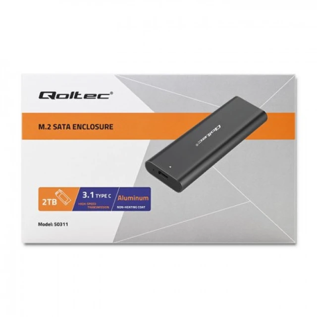 Зовнішній кишеню Qoltec для M.2 NVMe SSD USB Type-C (5901878503127)