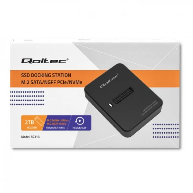 Док-станція Qoltec для SSD M.2 SATA/PCIe NGFF/NVMe USB 3.1 (5901878503134)