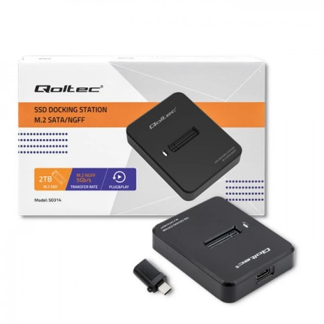 Док-станція Qoltec для SSD M.2 SATA NGFF USB 3.1 (5901878503141)