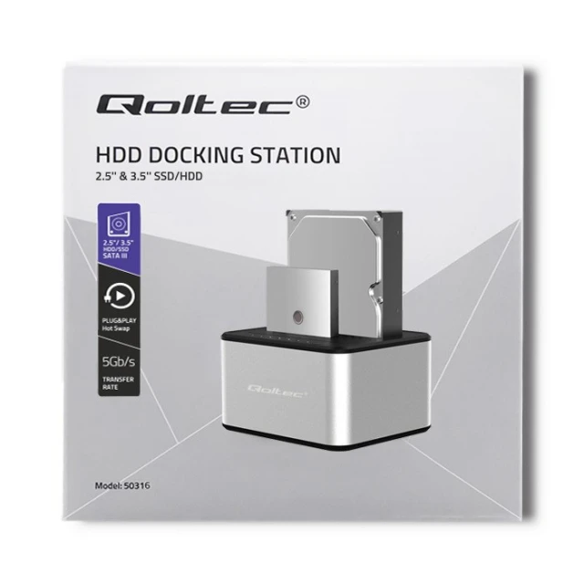 Док-станція для дисків Qoltec 2x HDD/SSD 2.5