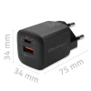 Мережевий зарядний пристрій Qoltec 35 Вт GaN Ultra USB-C PD + USB-A QC 3.0 Black (5901878507644)
