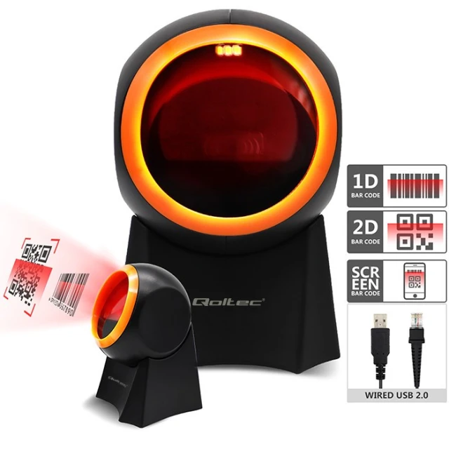 Сканер штрих-кодів стаціонарний Qoltec 1D 2D (5901878508573)