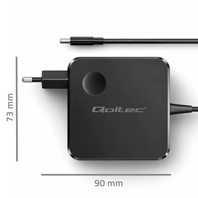 Мережевий зарядний пристрій Qoltec GaN 65 Вт USB-C PD PPS 5-21V 3-3.25A (5901878517780)