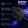 Мережевий зарядний пристрій Qoltec GaN 65 Вт USB-C PD PPS 5-21V 3-3.25A (5901878517780)