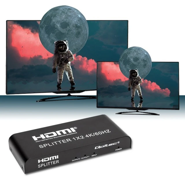 Сплітер Qoltec HDMI 1x2 4K 60Hz 6 Gb/s (5901878517971)