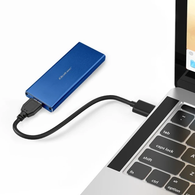 Зовнішній кишеню Qoltec для M.2 SATA SSD NGFF USB 3.0 5 Гбіт/с 2TB Blue (5901878518329)