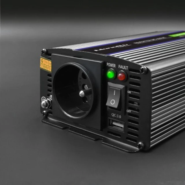 Перетворювач напруги Qoltec Monolith 1200 MS Wave 12V на 230V 600/1200 Вт USB (5901878519258)
