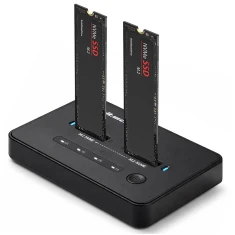 Док-станция Qoltec для SSD M.2 NVMe PCIe USB-C 20 Гб/с 2x8 ТБ с клонированием (5901878523668)