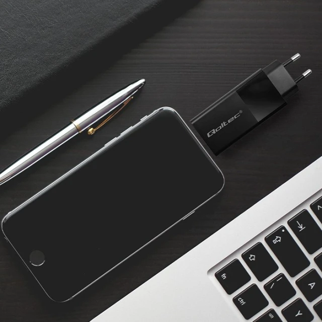 Мережевий зарядний пристрій Qoltec GaN Power Pro 100 Вт 1xUSB-C 1xUSB-A PD Black (5901878523828)