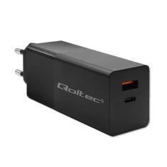 Мережевий зарядний пристрій Qoltec GaN Power Pro 100 Вт 1xUSB-C 1xUSB-A PD Black (5901878523828)