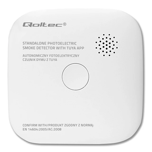 Датчик диму з батареєю Qoltec Wi-Fi Tuya 85 dB (5901878525792)