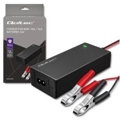 Зарядний пристрій для акумуляторів Qoltec AGM GEL 24 В 2 А 48 Вт LED (5901878526652)
