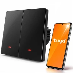 Вимикач світла Qoltec 2-канальний Wi-Fi Timer Tuya Black (5901878527086)