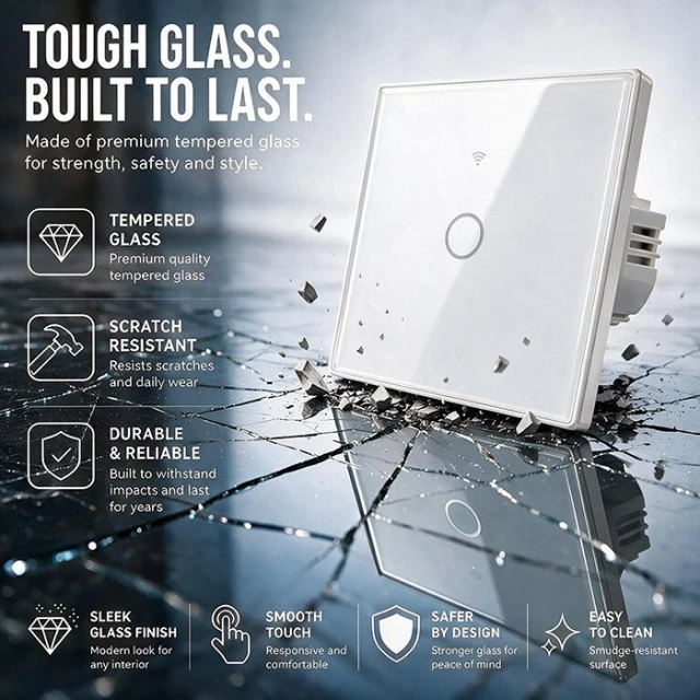 Вимикач світла сенсорний Qoltec 1-канальний Wi-Fi Timer Tuya White (5901878527154)