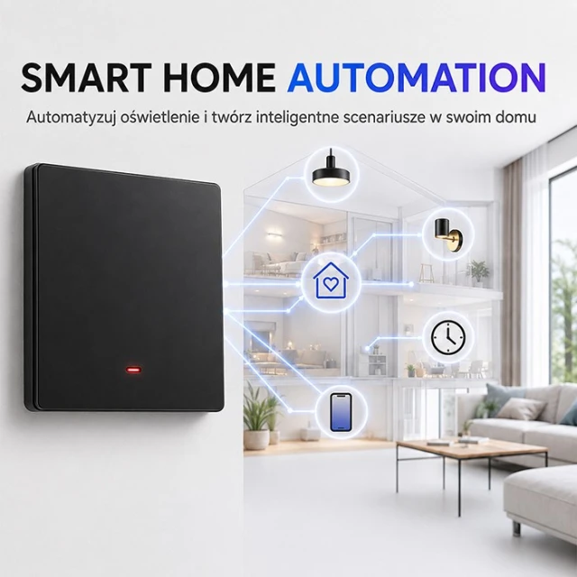 Вимикач світла Qoltec 1-канальний Wi-Fi Timer Tuya Black (5901878527222)