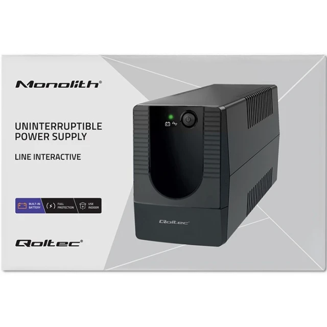 Джерело безперебійного живлення Qoltec Monolith 850VA 480W (5901878537733)