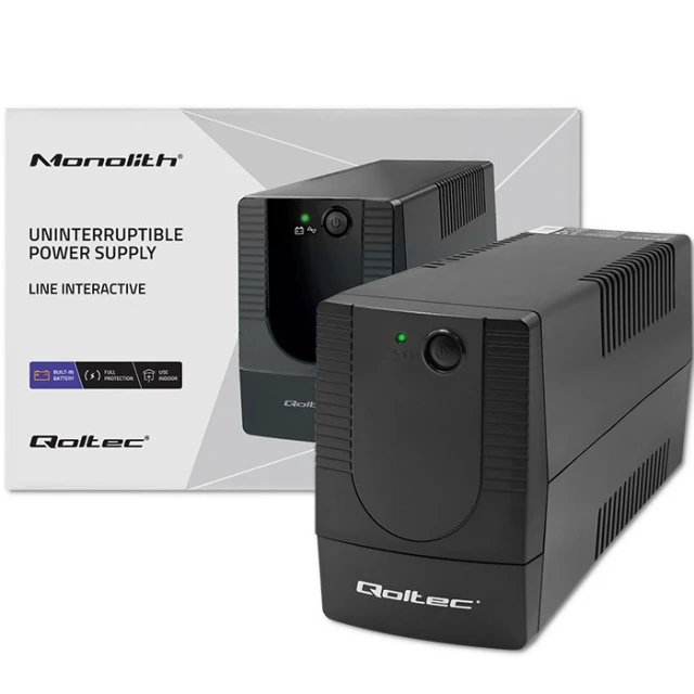 Джерело безперебійного живлення Qoltec Monolith 1000VA 600W (5901878537740)