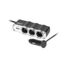 Розгалужувач автомобільного прикурювача Peiying x3 з кабелем і USB (PY-CHR0010)