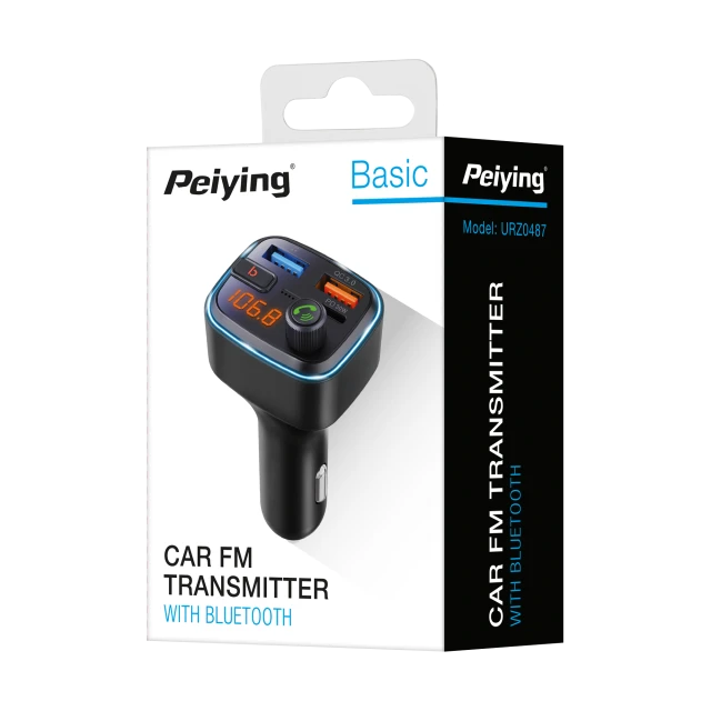 FM-трансмиттер Peiying с Bluetooth 2x USB + USB-C (5901890119177)