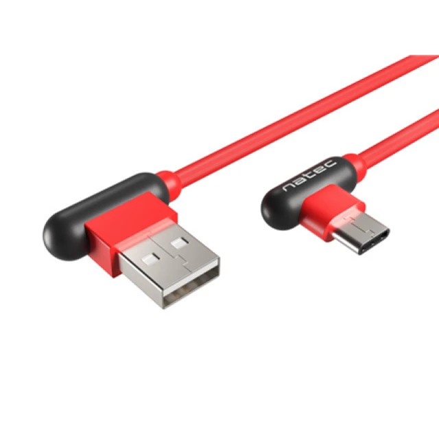 Кабель Natec Prati USB Type-C — USB Type-A кутовий 1 м Black/Red (5901969411669)