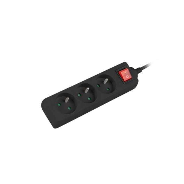 Подовжувач Lanberg 3 м 3 гнізда 230V PL з вимикачем Black (5901969415506)