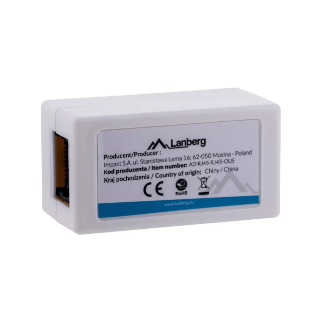 З'єднувач мережевий Lanberg 2x RJ45 Cat.5E UTP (5901969418606)