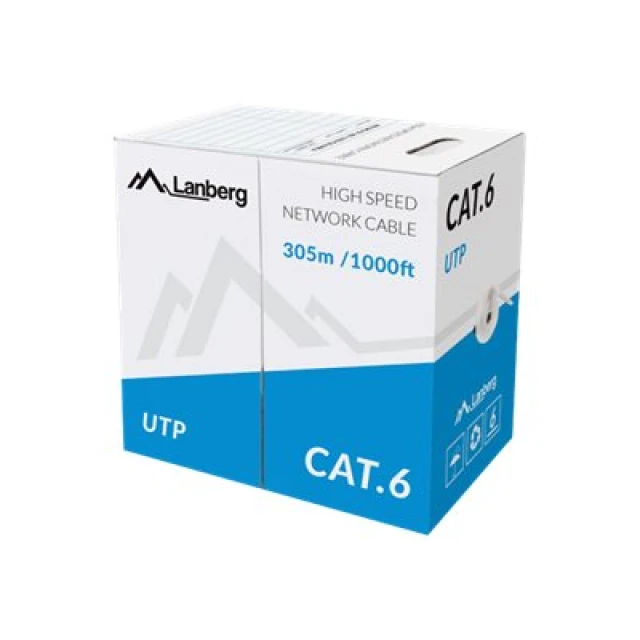 Мережевий кабель Lanberg Cat 6 UTP Solid CU CPR 305 м Gray (5901969421804)