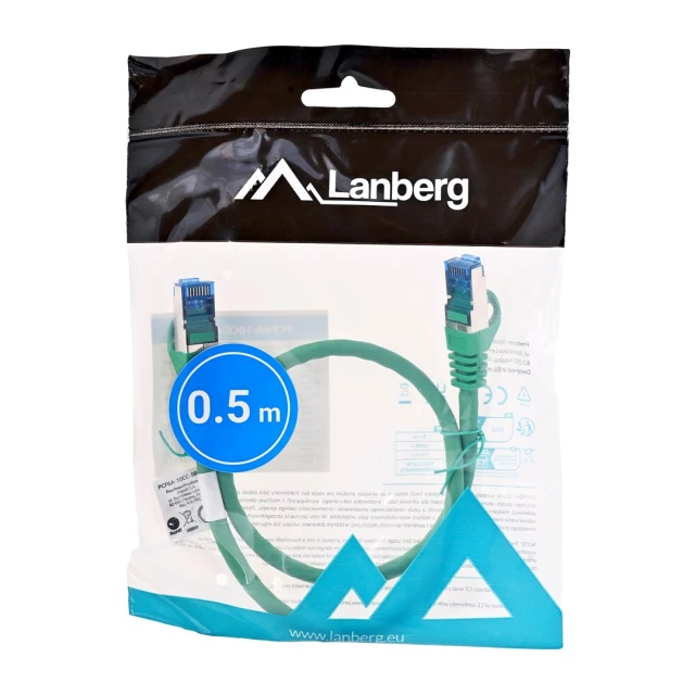 Патч-корд Lanberg S/FTP Cat.6A 0.5 м LSZH CCA Green (5901969424614)