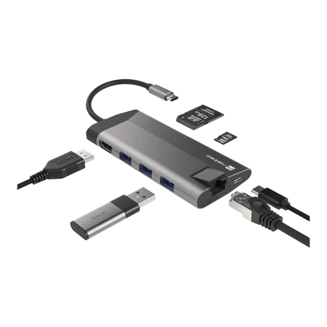 Мультипорт-адаптер Natec USB-C 0,15 м Grey (5901969426601)
